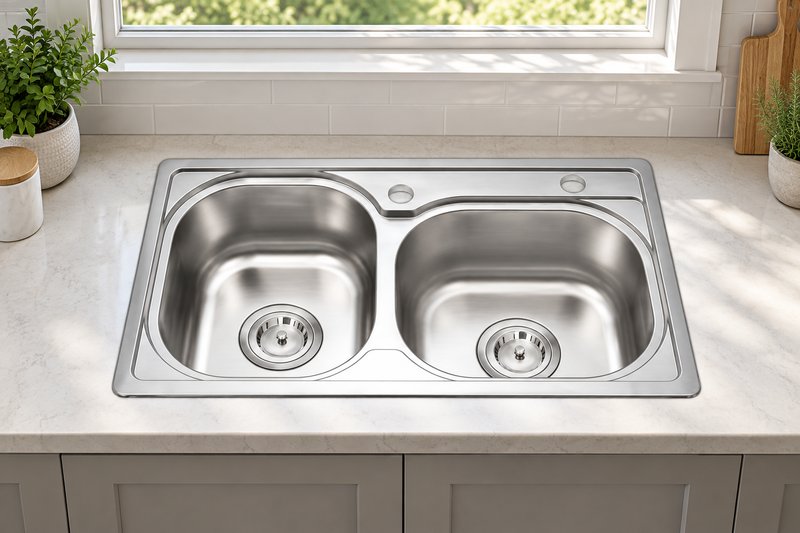 Chậu Rửa Bát Inox 2 Hố Gorlde B-209