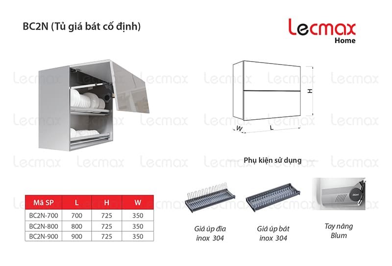 Tủ Giá Bát Cố Định Lecmax Home BC2N