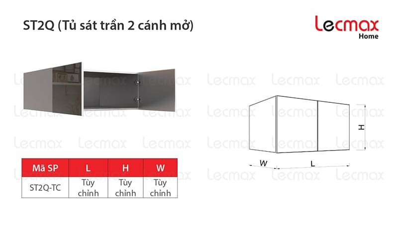 Tủ Sát Trần 2 Cánh Mở Lecmax Home ST2Q