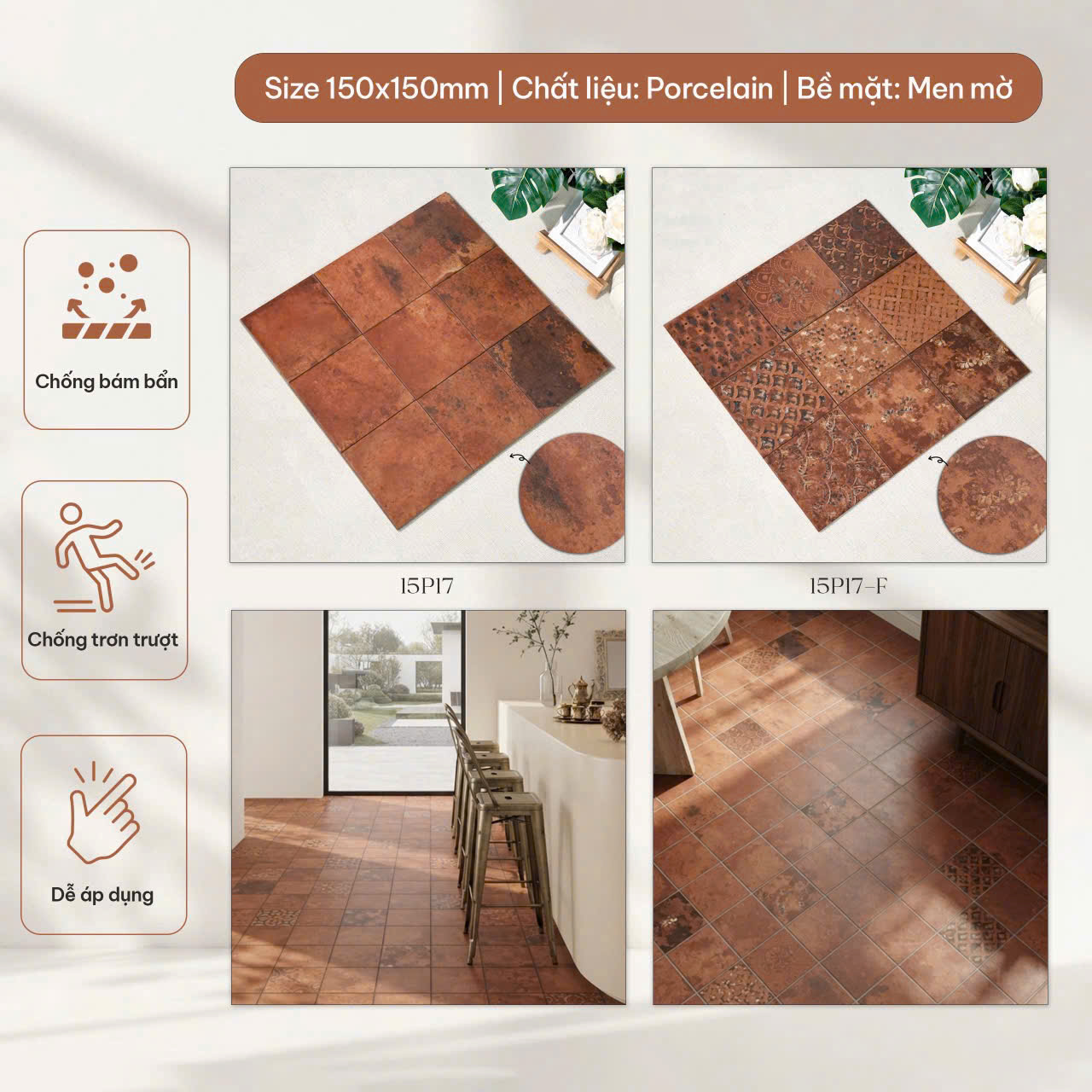 Gạch lát porcelain 15x15 ESP07