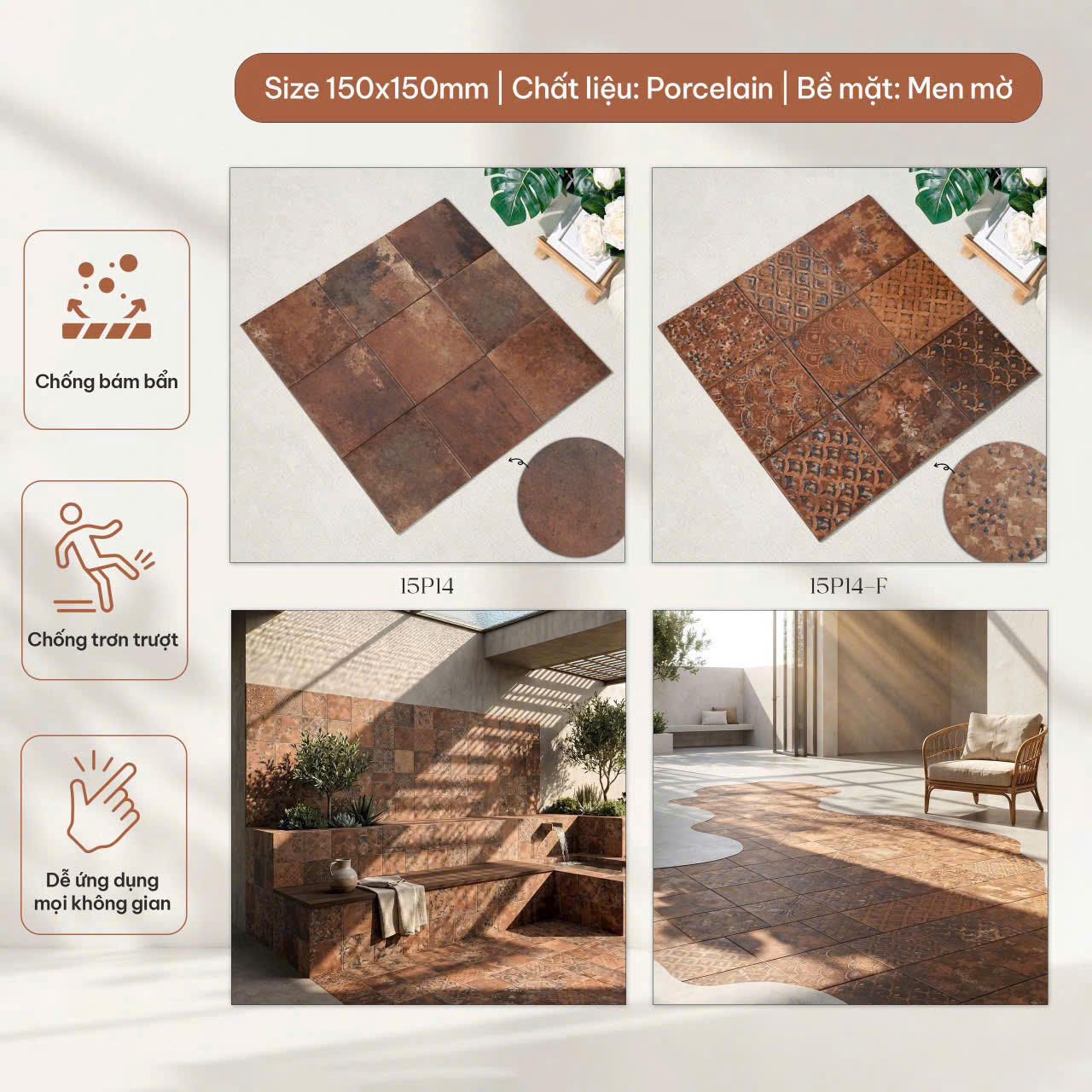 Gạch lát porcelain 15x15 ESP14