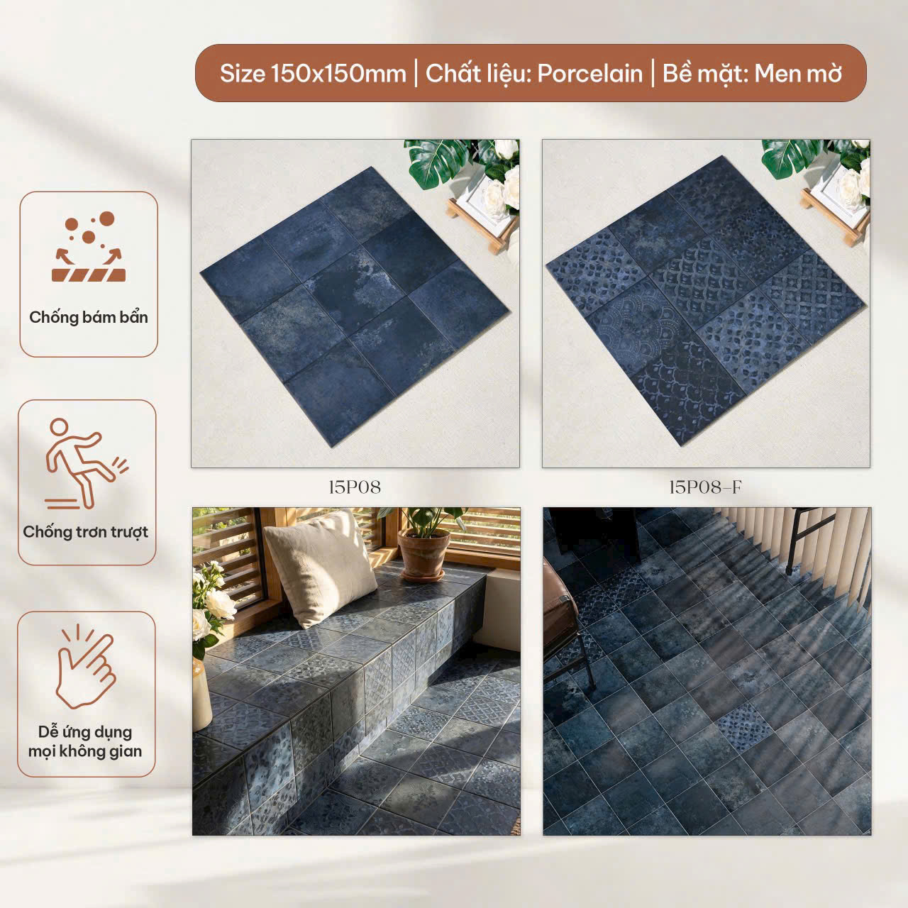 Gạch lát porcelain 15x15 ESP06